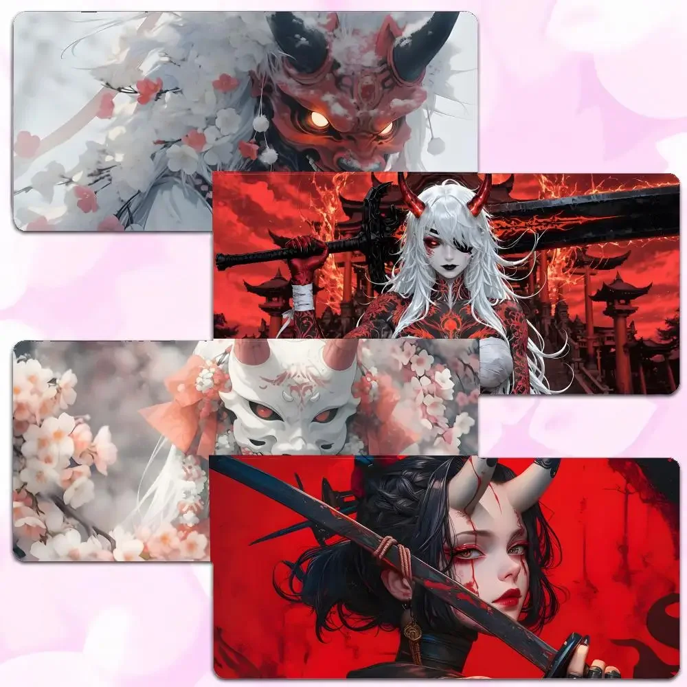 H-Hannya mask horror Mouse Pad Thick Lock Edge Gaming Desk Mat Large Size PC Mouse Pad Home decor