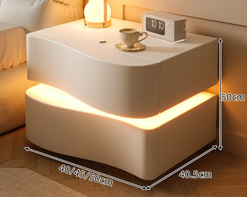 Wholesale Smart Led Nightstand Wireless Charging Station Bedside Table With Light in Whitepromote sales - view 2