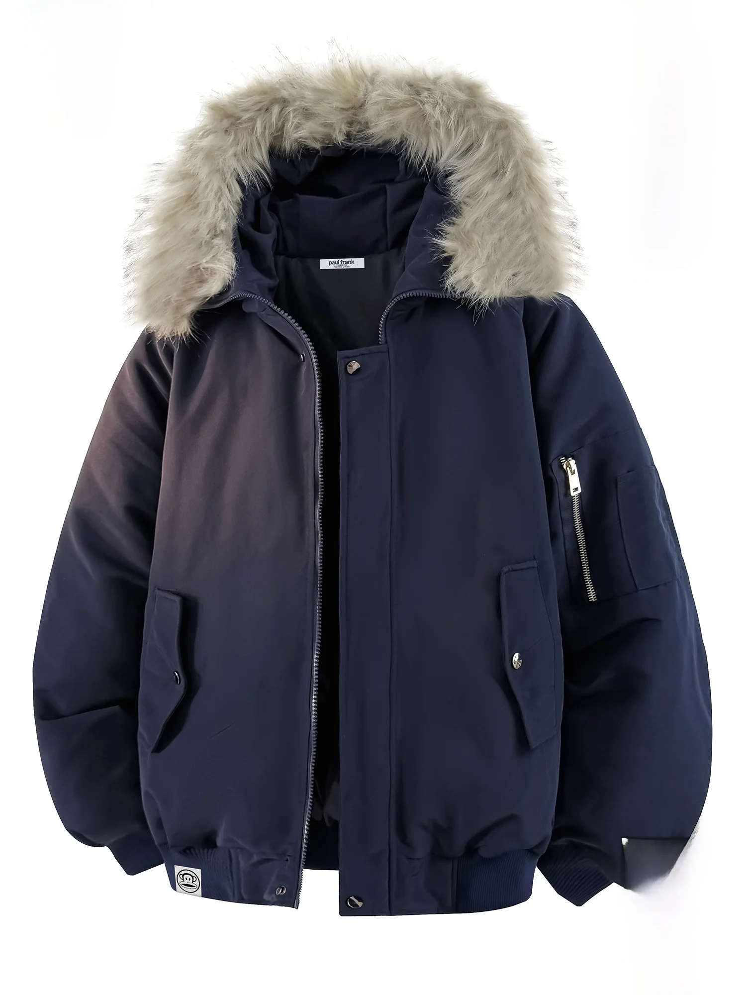 

Зимняя новинка Paul Frank: мужская хлопковая куртка с меховым воротником, парное пальто с капюшоном, утепленное, из полиэстера, повседневная уличная одежда