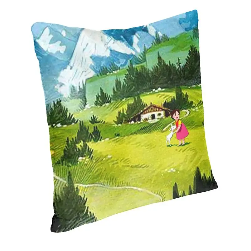 Personalized Heidi's House In The Alps Square Throw Pillow Case Home Decor Print Heidi and Grandpa Cushion Cover for Living Room