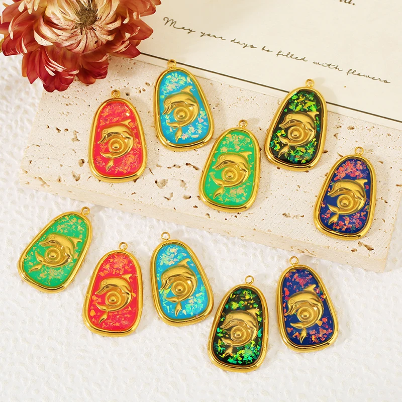 

2pcs Stainless Steel Retro Enamel Dolphin Charms for DIY Necklaces Jewelry Making Earrings Material Pendant Jewelry Accessories