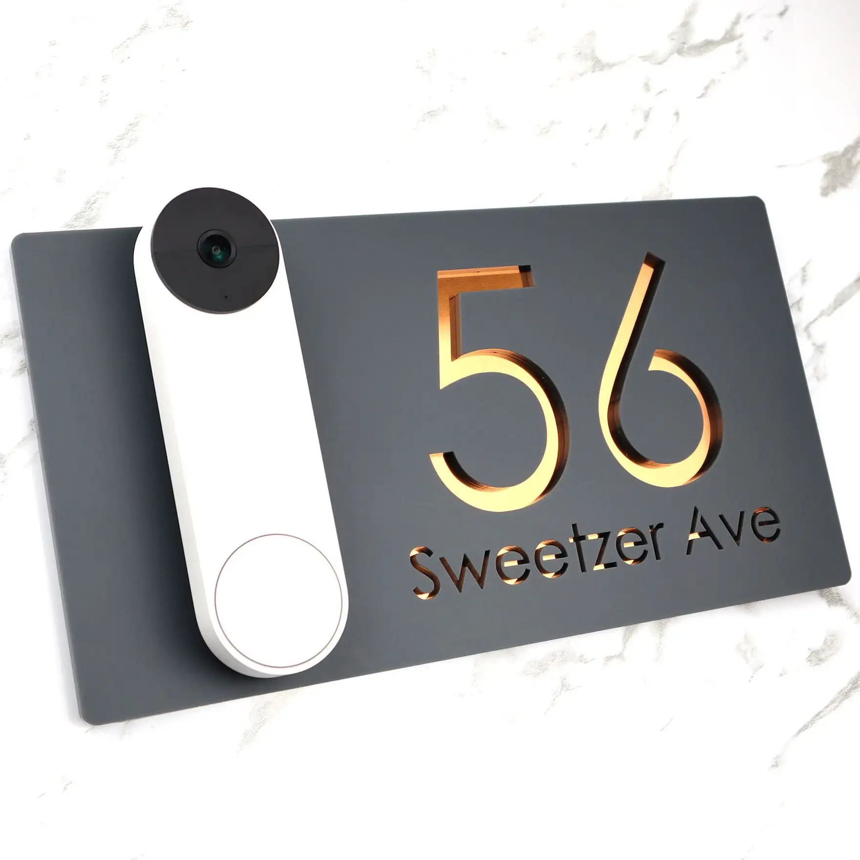 Big Size Custom Ring Nest Video Wifi Bell Mounting Plate Laser Cut Matt Black & Silver Mirror Floating House Sign