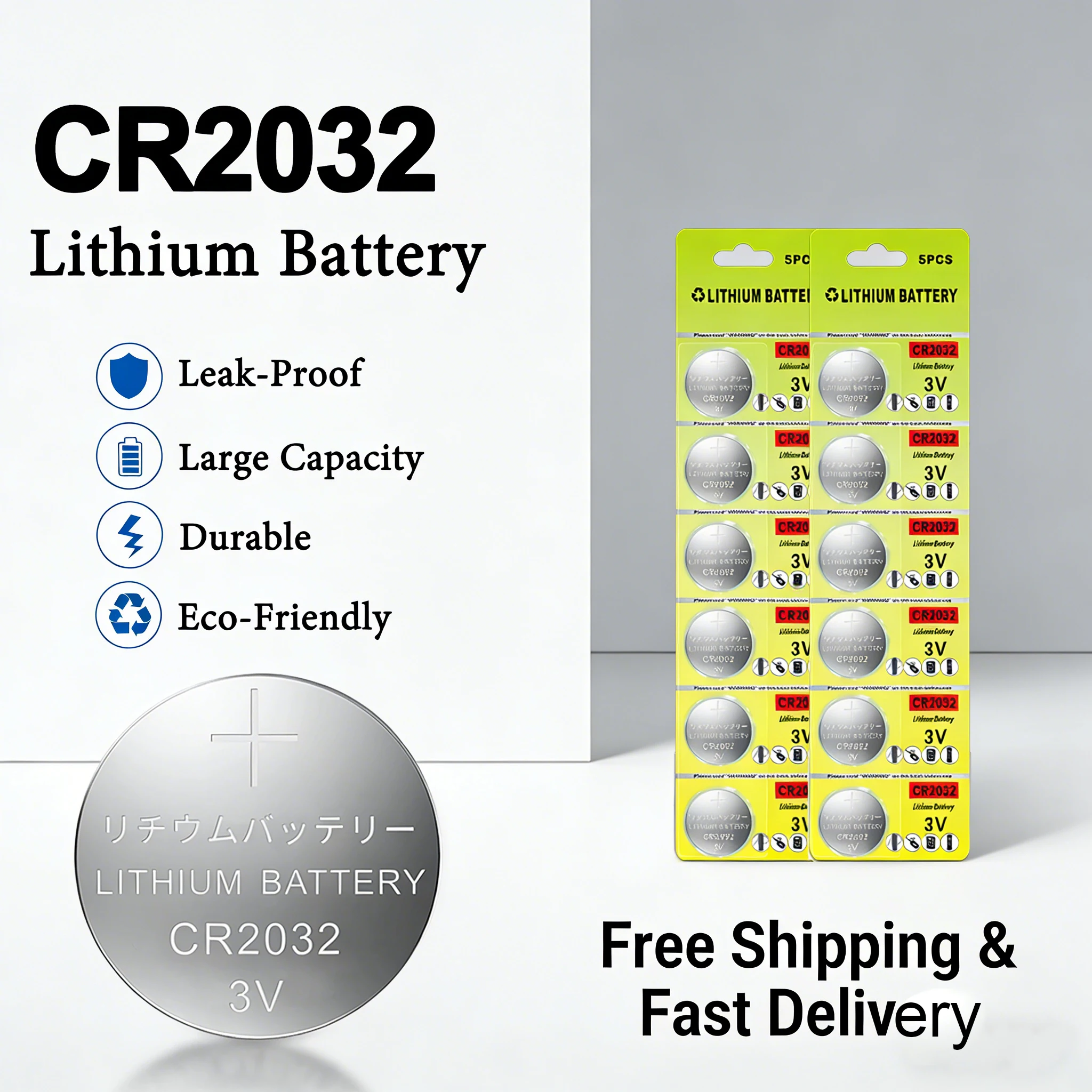 

CR2032 Battery 3V Lithium Coin Cells (5-100PCS) Replacement for DL2032 BR2032 ECR2032 for Motherboard Watch Toy Remote