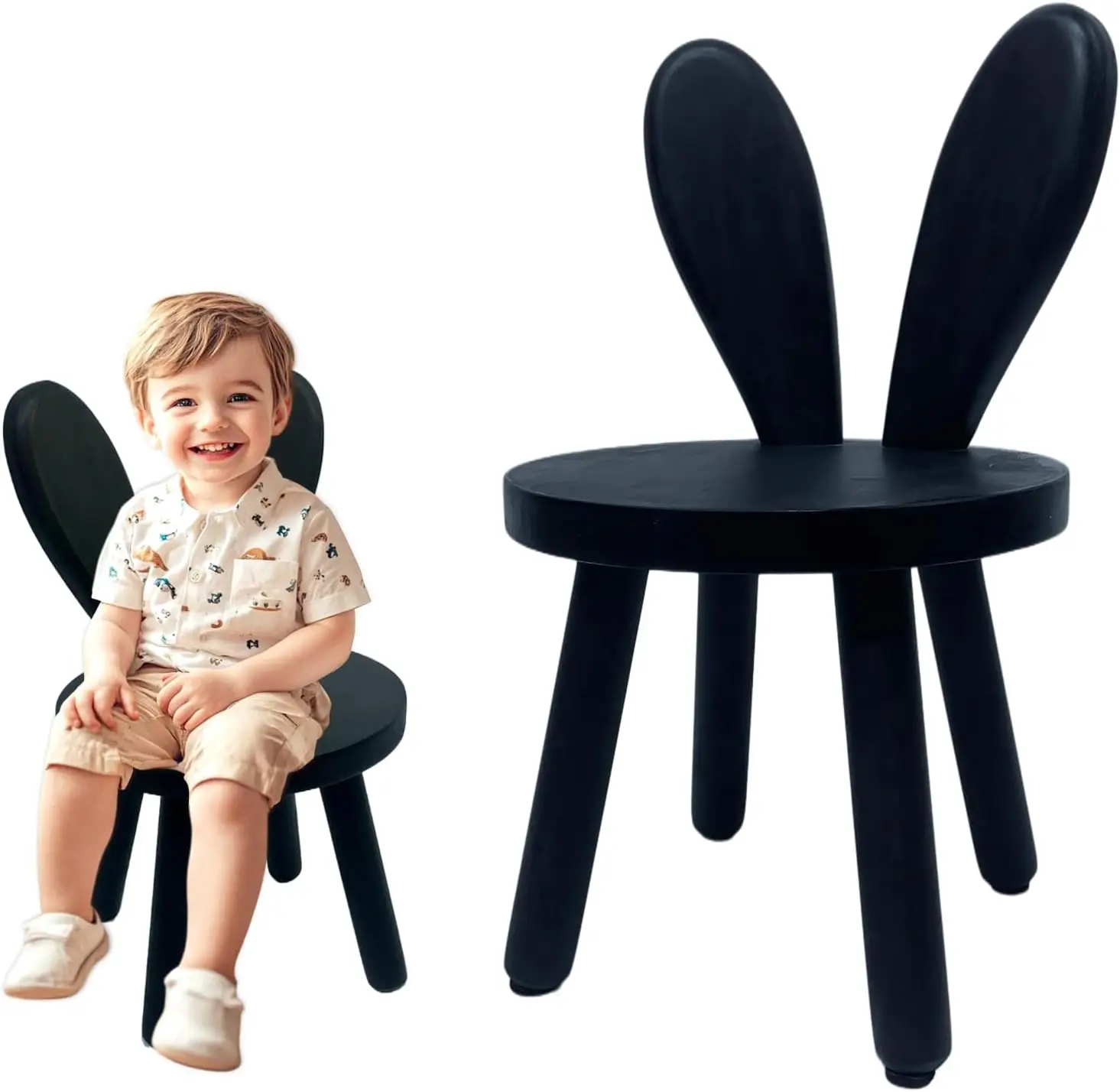 

Toddler Chair Bla Wooden Kids Desk Chair With Non-Slip Foot Mat Wood Wax Oil Craft Sensory Table For Kids Party Playroom Home