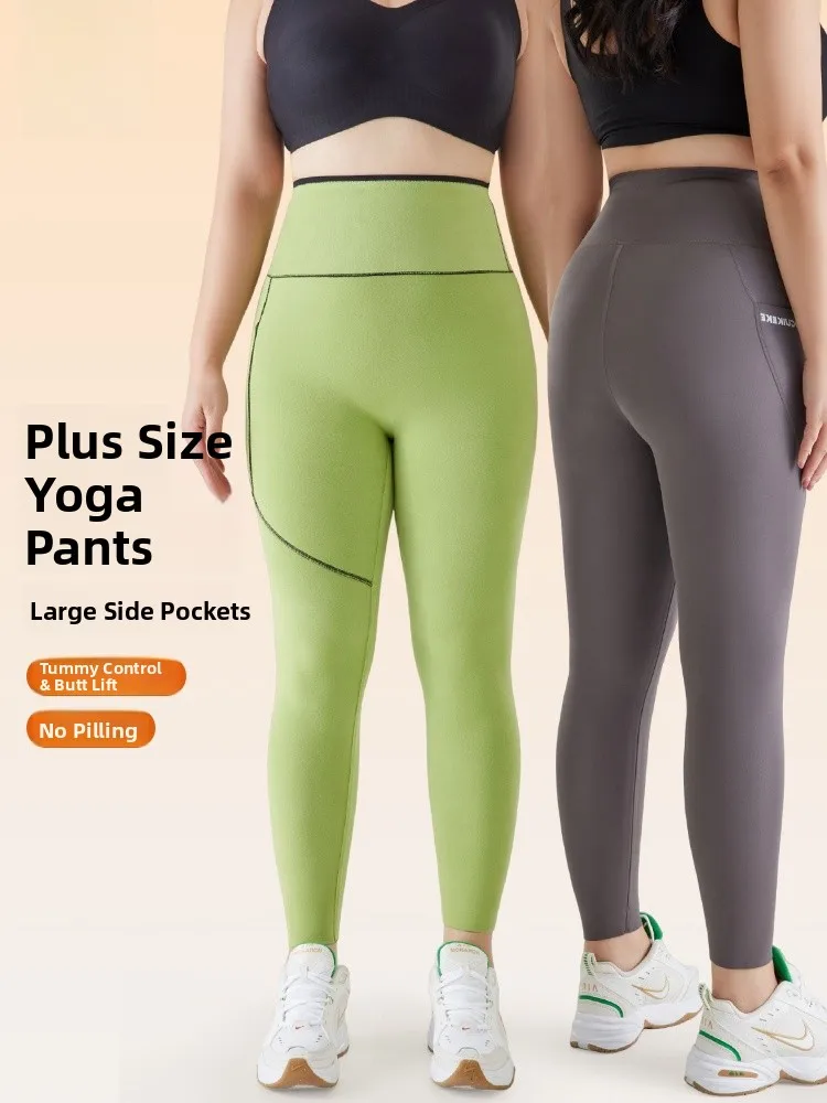 Pantaloni da yoga taglie forti Vita alta Spor Sle Fce Pelle d'Arca calda con motivo kets Controllo della pancia Sollevamento del sedere Senza palline