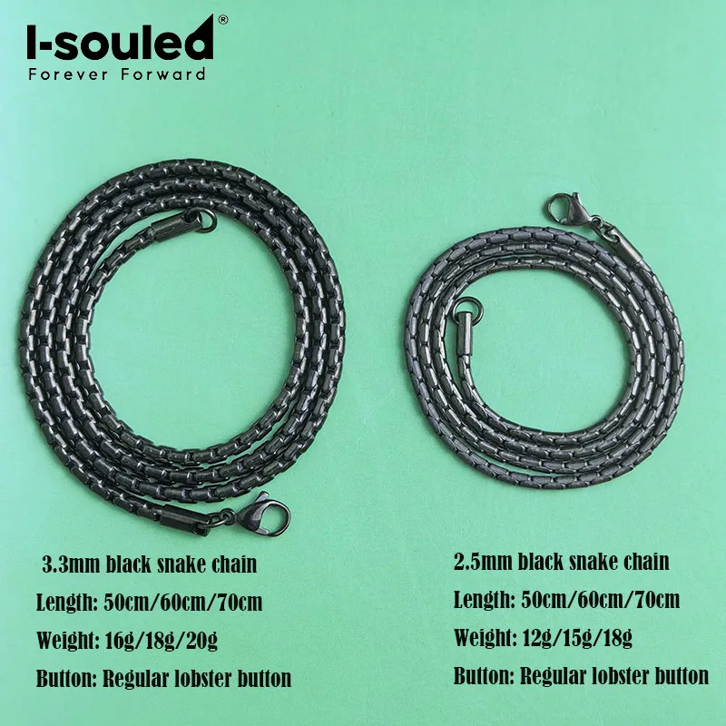 2.5mm/3.3mm pure titanium gun black snake chain necklace, simple and fashionable, lightweight