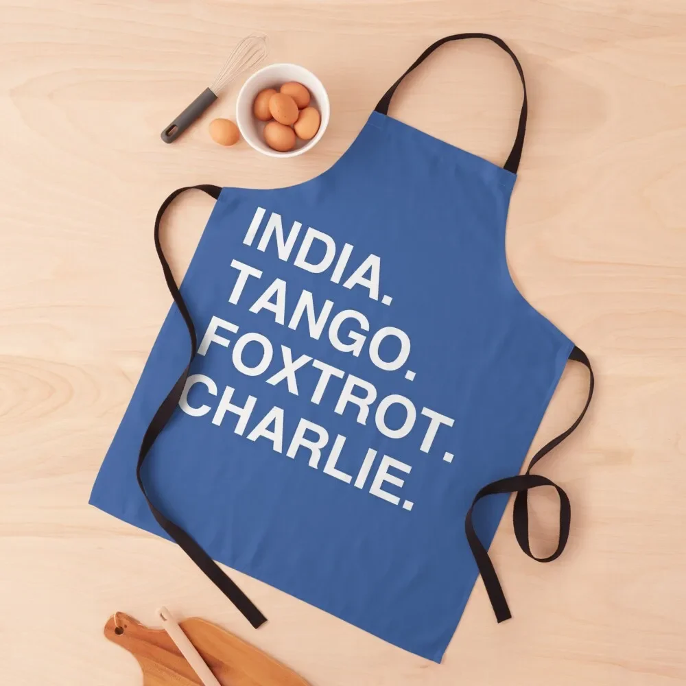 

India Tango Foxtrot Charlie Apron Chef Accessories Chef Uniform For Men Apron