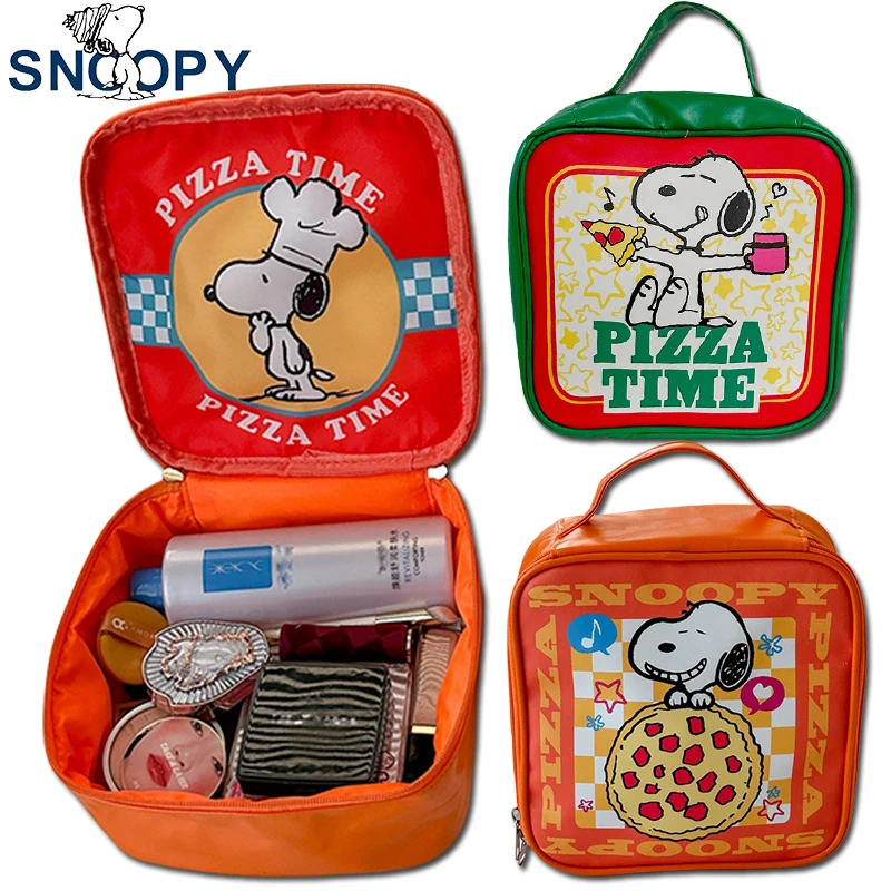 Snoopy Pizza Cosmetic Bag High-color Value Large-capacity Portable Handbag Cartoon Dirty-resistant Waterproof Wash Storage Bag