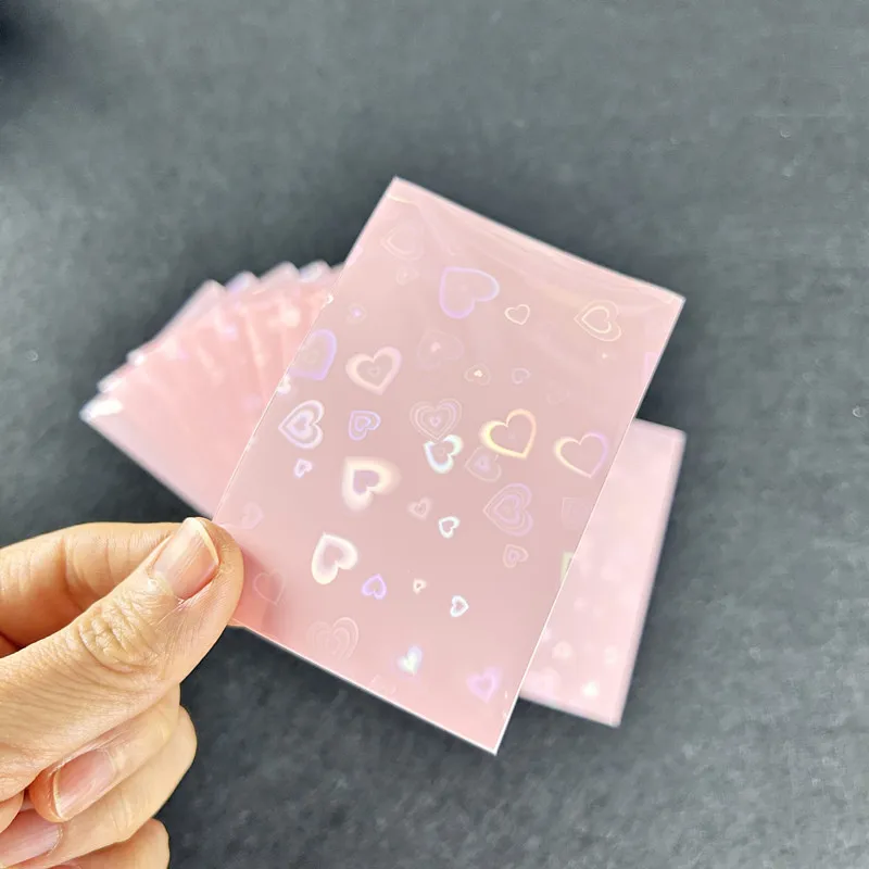 50 Stück Kpop-Kartenhüllen, Kartenhalter, 61 x 91 mm, Herz-Bling-Fotokartenhalter, Fotokartenfolien, Kartenschutz, Fotokarten, Schutz