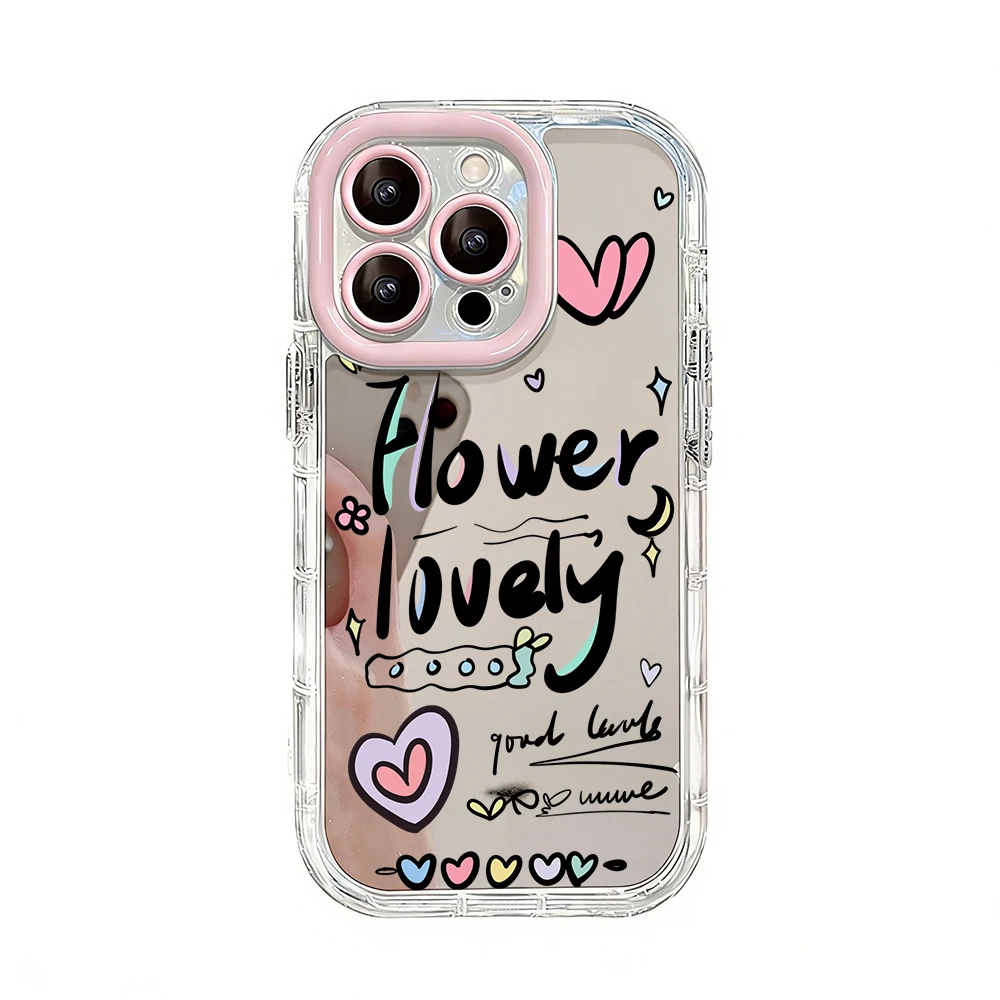 Kreative Herz-Graffiti Air Cushion Spiegel-Handyhülle für iPhone 17 15 14 16 Pro Max 13 12 11 Pro X XR XS 7 8 Plus 17Air Cover – Detail 8