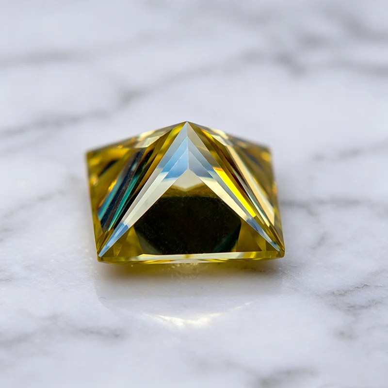 Moissanite Stone Lemon Yellow Color Princess Cut Charm Gemstone for DIY Ring Necklace Earrings Making Materials with Certificate 2