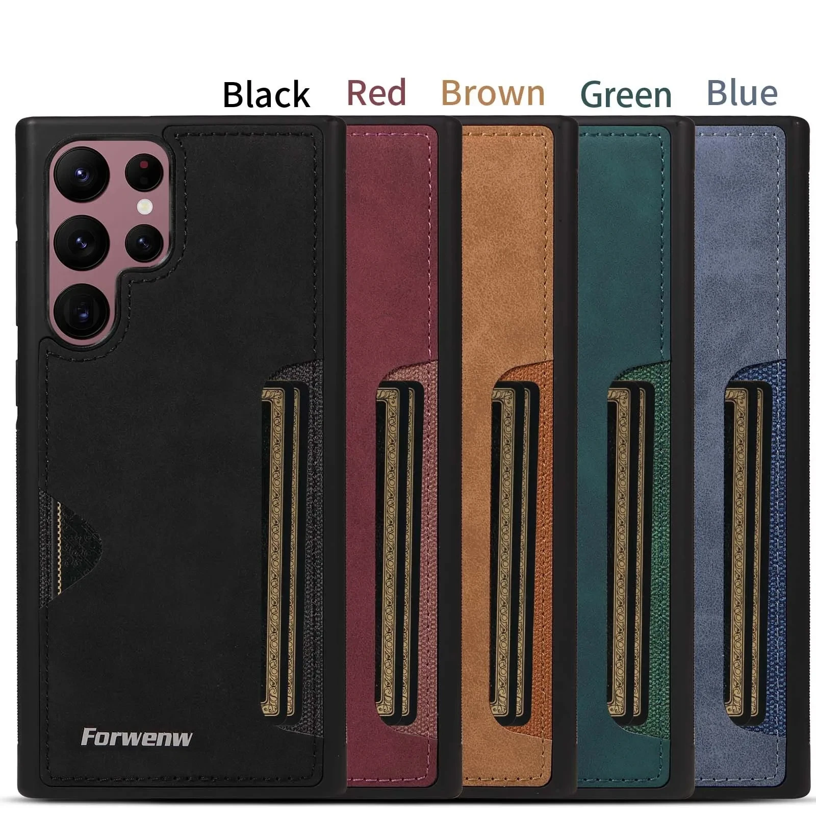 Retro Card Holder Phone Case for Samsung Galaxy S26 S24 S25 Ultra S23 S21 FE S22 S20 Plus Note 20 10 + Wallet PU Leather Cover
