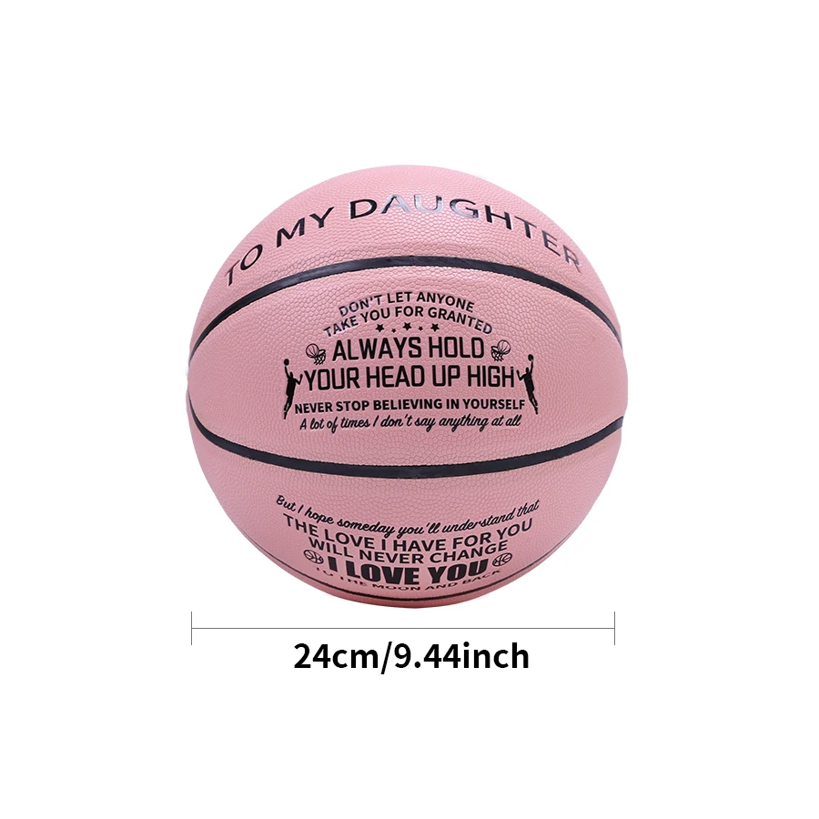 屋内および屋外用のPUレザーバスケットボール、プロのゲームトレーニングボール、ピンクNo。7、1個