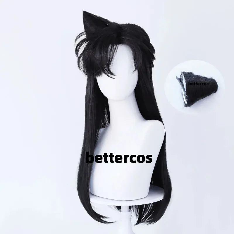 CyMouri Ran الاصطناعية الشعر أنيمي طويل 72 سنتيمتر الأسود مع كعكة تأثيري أنيمي شعر مستعار راشيل مور مقاومة للحرارة الشعر شعر مستعار للحفلات + شعر مستعار Ca