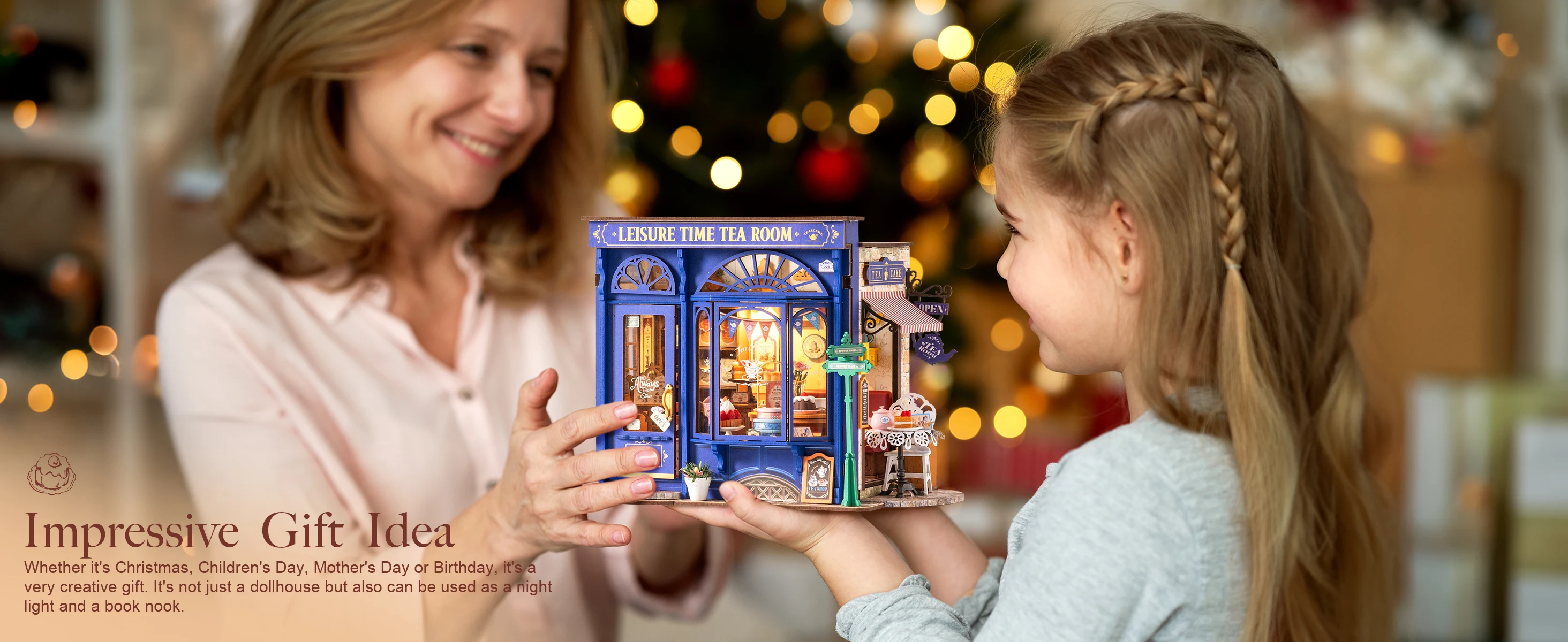 Rolife DIY Miniature Dollhouse Kit Leisure Time Tea RoomCrafts Hobbies Amazing Gift for Women Children DG171