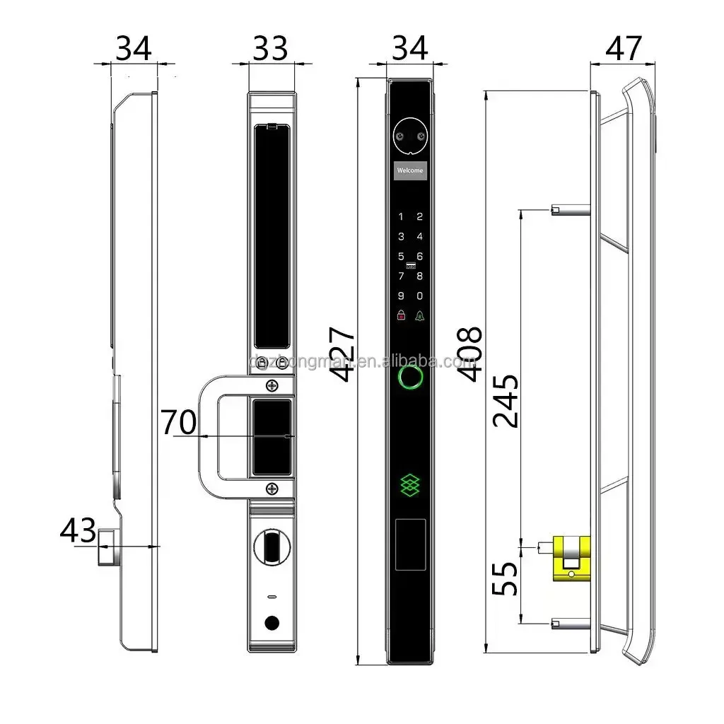 Automatic Biometric Smart Door Lock Face Recognition Fingerprint Reader WiFi Connected Hotels Operates Via Tuya APP Smart Card