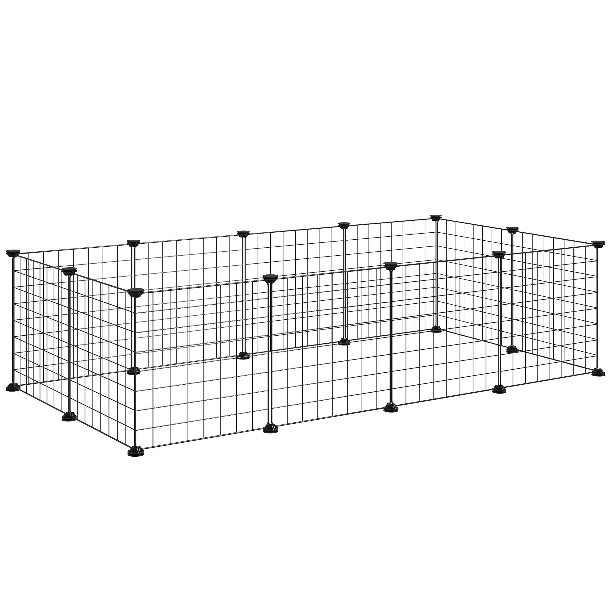 PawHut Jaula Parque para Animales Domésticos L x L 73 x H 36 cm, Bordes Redondeados, Metal Negro, con Rosca