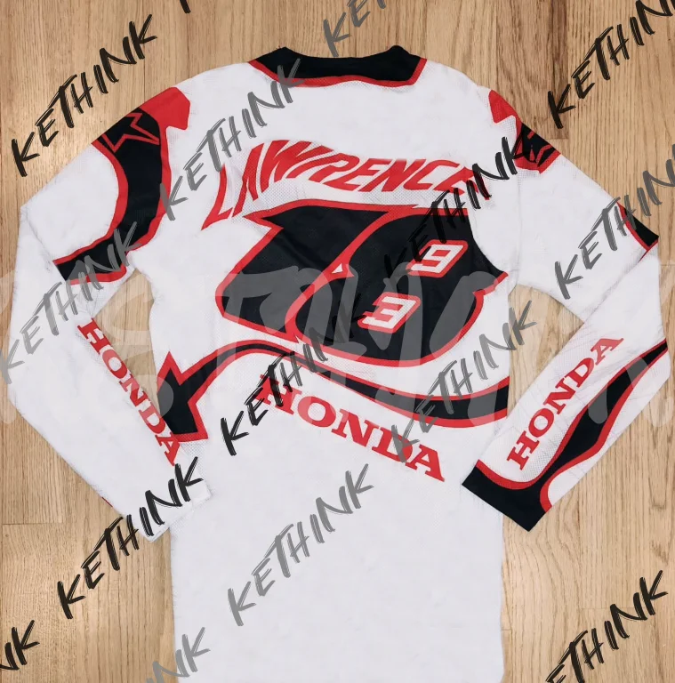 

Быстросохнущая мотоциклетная майка Honda, # 18. LAWRENCE. Дышащая рубашка для верховой езды с длинными рукавами. Y2K Dirt Bike и Mountain Racing, повседневное снаряжение.