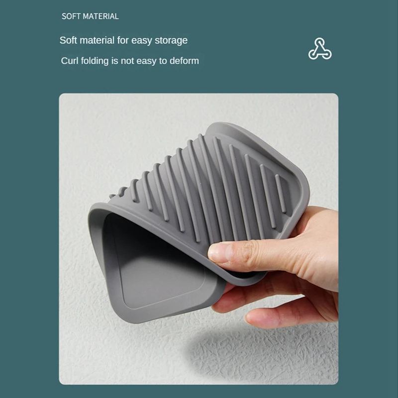 2Pcs Silicone Drain Tray Bathroom Organiser Drain Tray For Sinks,Kitchen Drain Pad Cutlery Cup Tray