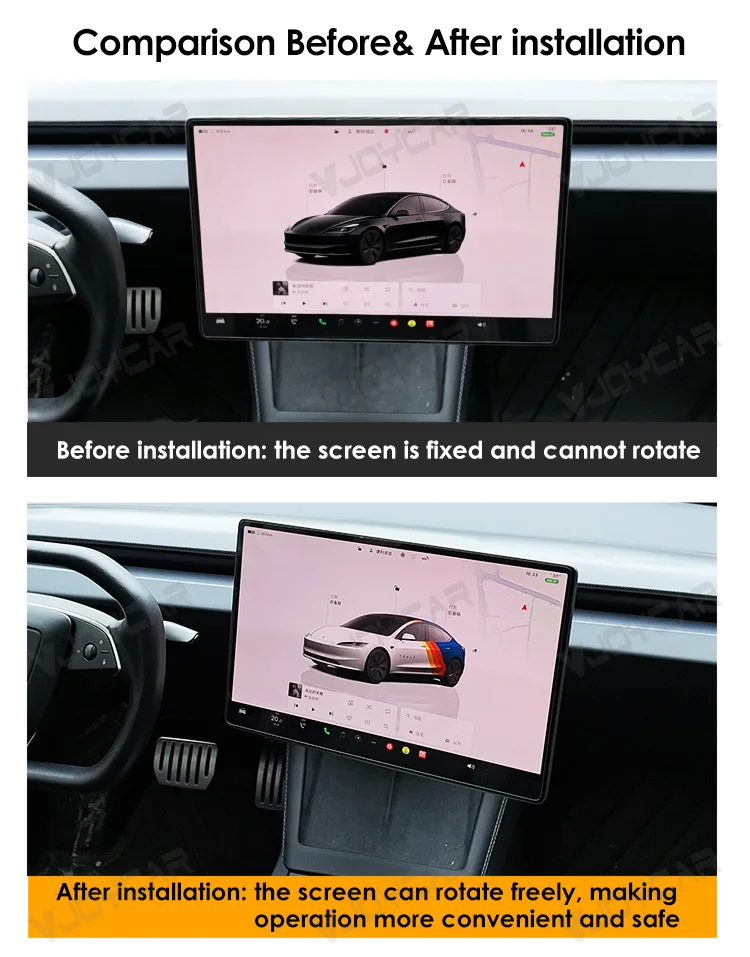 Vjoycar 2026 Newest Screen Rotation Bracket for Tesla Model 3 Y 3 Highland Y Juniper YL 4-Direction Adjustment Rotating Holder