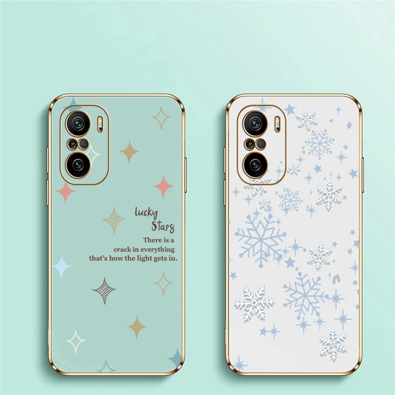 Luxury Cute Snowflake Case For Xiaomi Redmi K30S K20 Pro K40 Gaming K30 Extreme K40 Pro Plus K30i K60 K50 Ultra Plating Cover