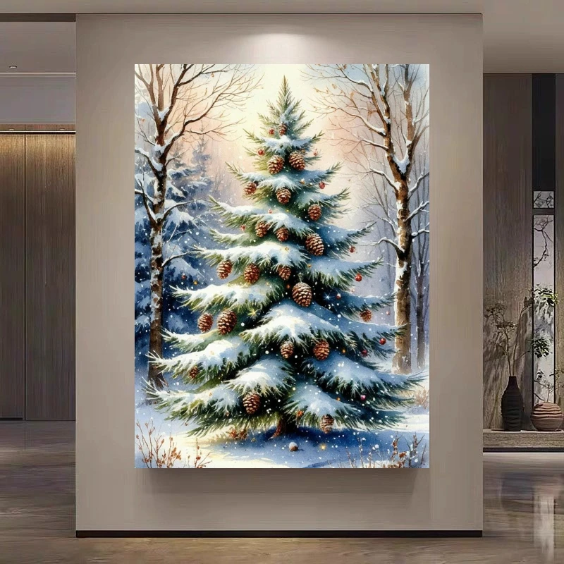Jigsaw Puzzle Winter Snowy Pine Tree 500/1000/1200/2000 PCS Wall Decor for Living Room Bedroom Gift No Frame
