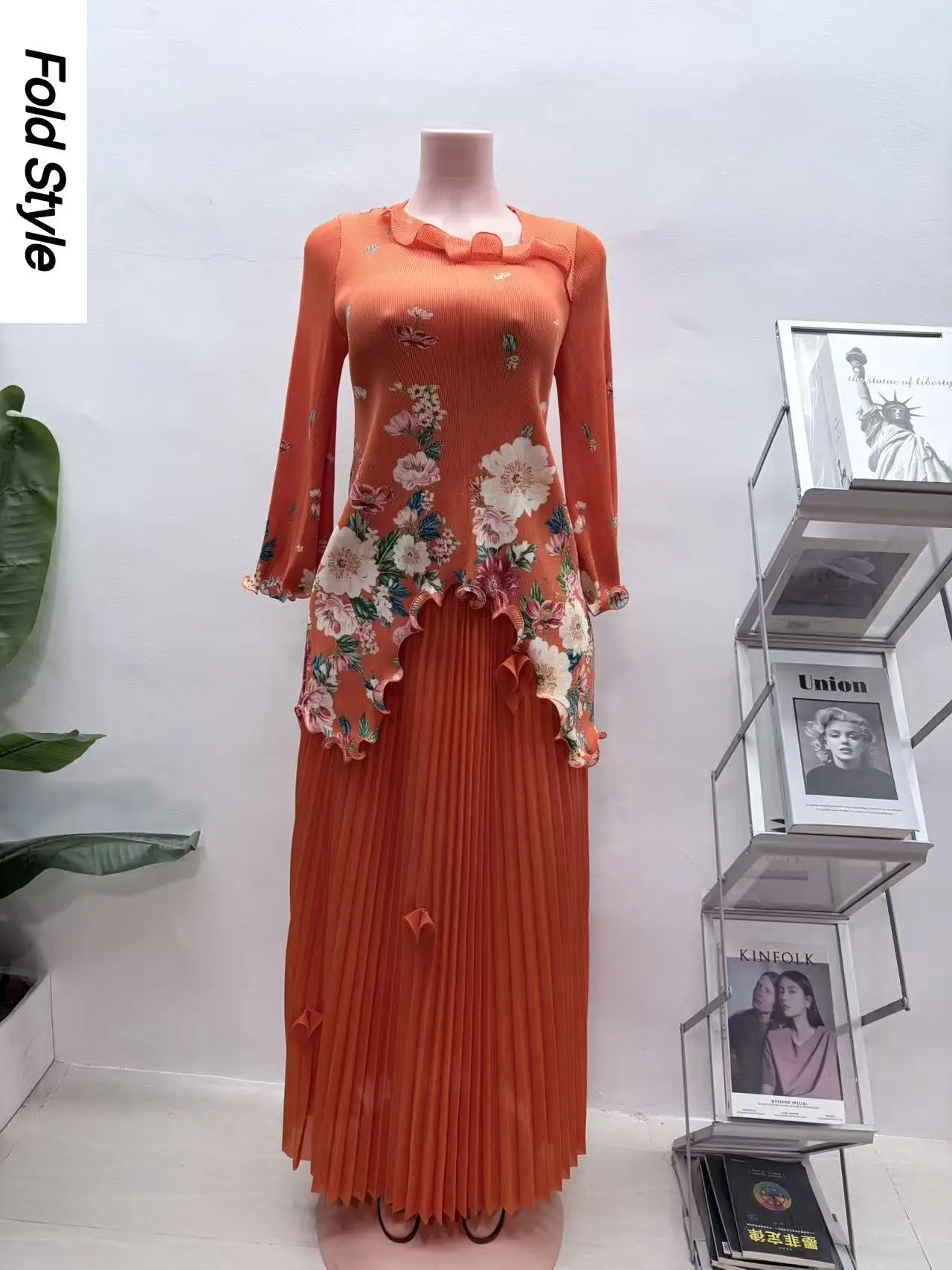 

Зимний плиссированный топ Miyake с африканским принтом 202, свободная плиссированная юбка, комплект из двух предметов, женский новый комплект