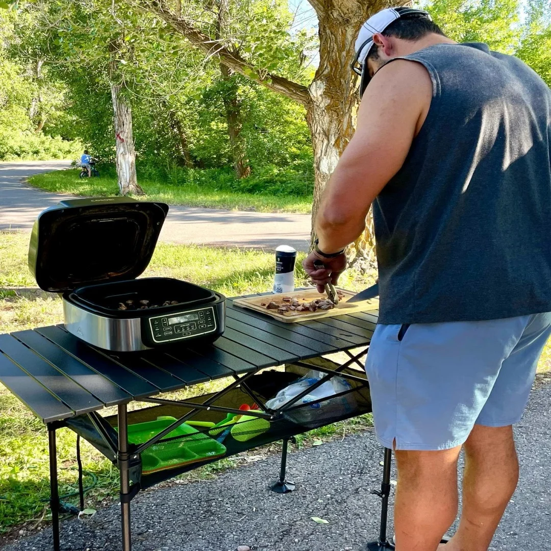 Folding Camping Table Portable Roll-up Table With Adjustable Height Large Storage Bag Carrying Bag For Outdoor&Indoor Picnic BBQ image 4