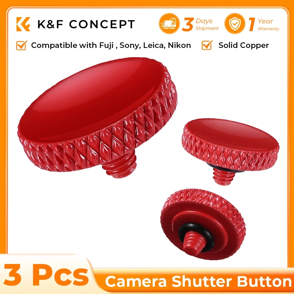 K&F CONCEPT Camera Sluiterknop 3 Stuks Rood Snelontgrendelingsknop voor Fuji Sony Leica Nikon Camera Accessoires Massief Koper