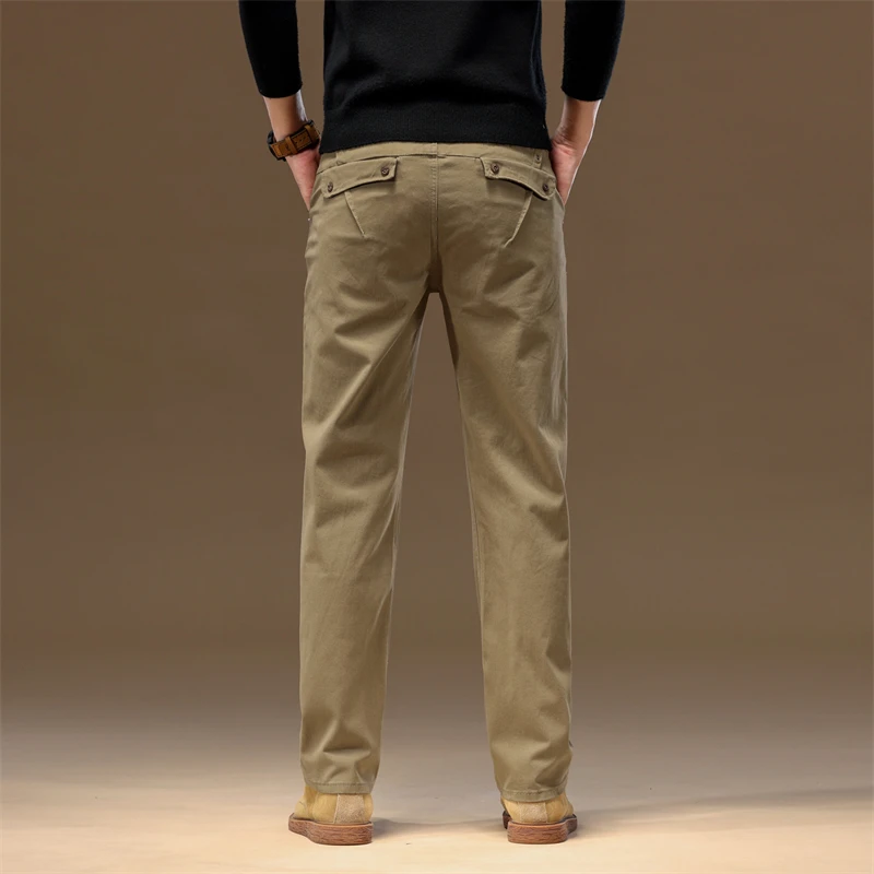 2024 Pure Cotton Casual Pants Men\'s Autumn Stylish Simple and Versatile Comfortable Slim Straight Business Long Pants