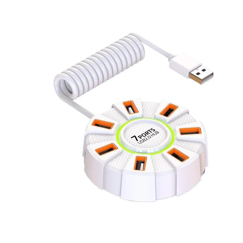 

Colorful Ambient Light High-speed Seven-port 2.0 Hub, One-to-seven Docking Station Can Be Powered Externally
