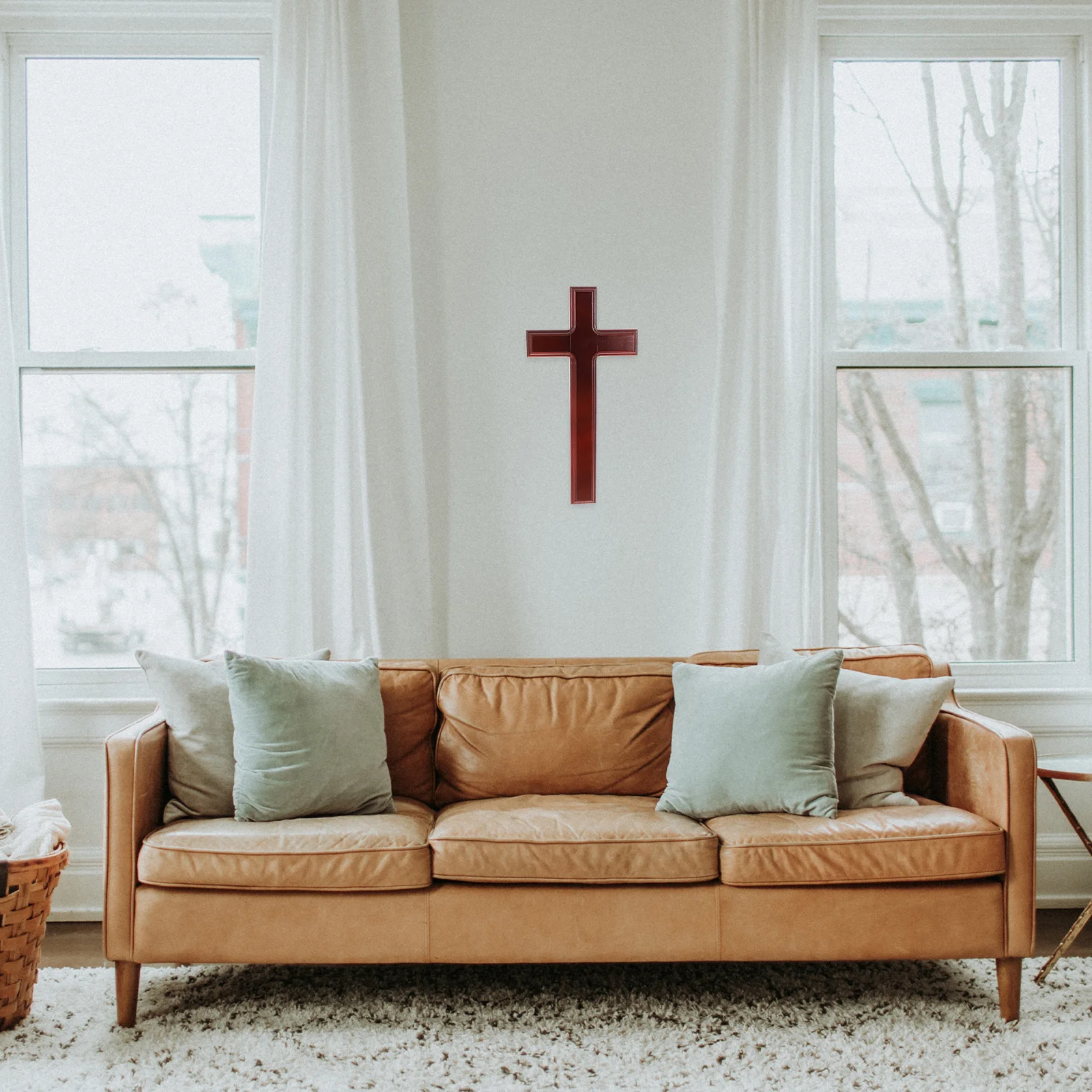 

32Cm Solid Wood Jesus Cross Wall Hanging Decoration Craft Ornament for Home Office Cafe Church Mysterious Blessing Atmosphere