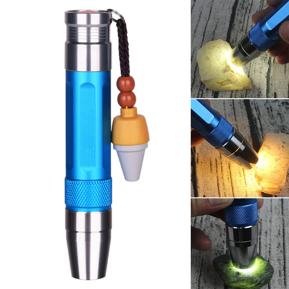 Jade Identification Flashlight 3/4 Light Sources Waterproof Jade Inspection Torch Ultraviolet UV Light Identification Lamp