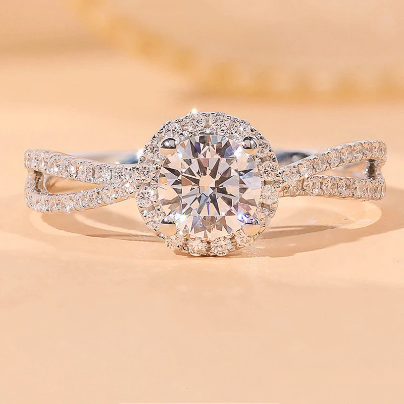 Huitan Elegant Round Cubic Zirconia Silver Color Wedding Rings for Women Eternity Marriage Engagement Accessories Hot Jewelry