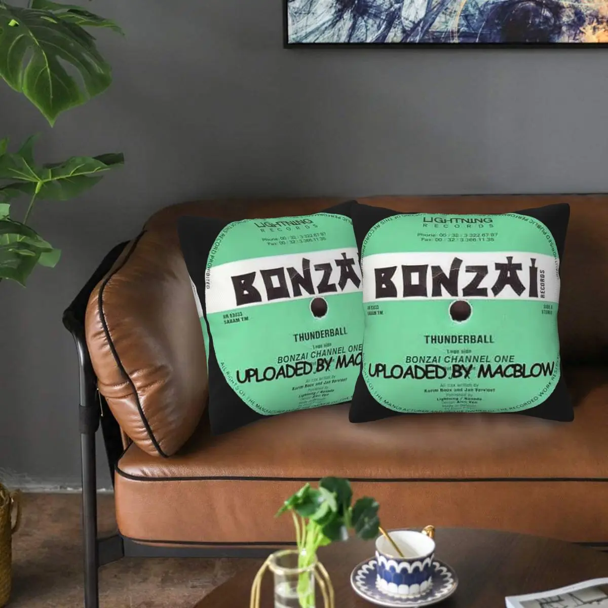Bonzai Records 2 uds funda de almohada cuadrada funda de almohada cojín con cremallera almohada decorativa cómoda para el sofá del hogar