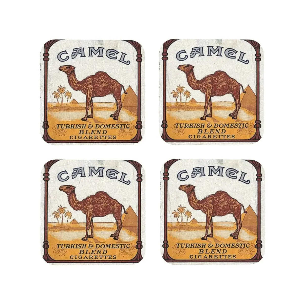 Vintage Kamel Zigaretten packung Untersetzer Küche Tischs ets wasserdichte Isolierung Tasse Kaffee matten für zu Hause Geschirr Pads 4er-Set