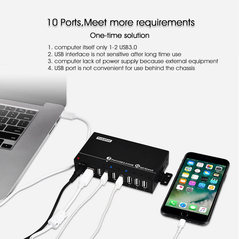 Sipolar A-172 7 Port Usb 2.0 Hub for Compture Accessories  Usb Docking Station