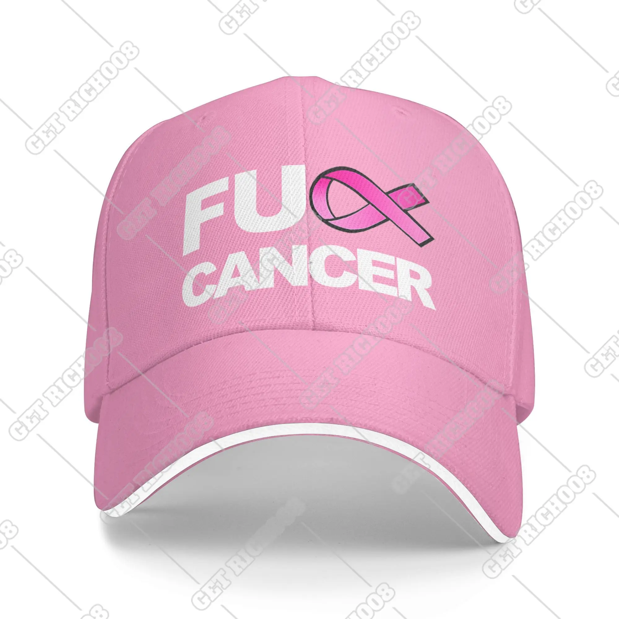 

Fxck Cancer Breast Awareness Baseball Cap October Hat Pink Snapback Hat Caps for Women One Size Adult Unisex Casual