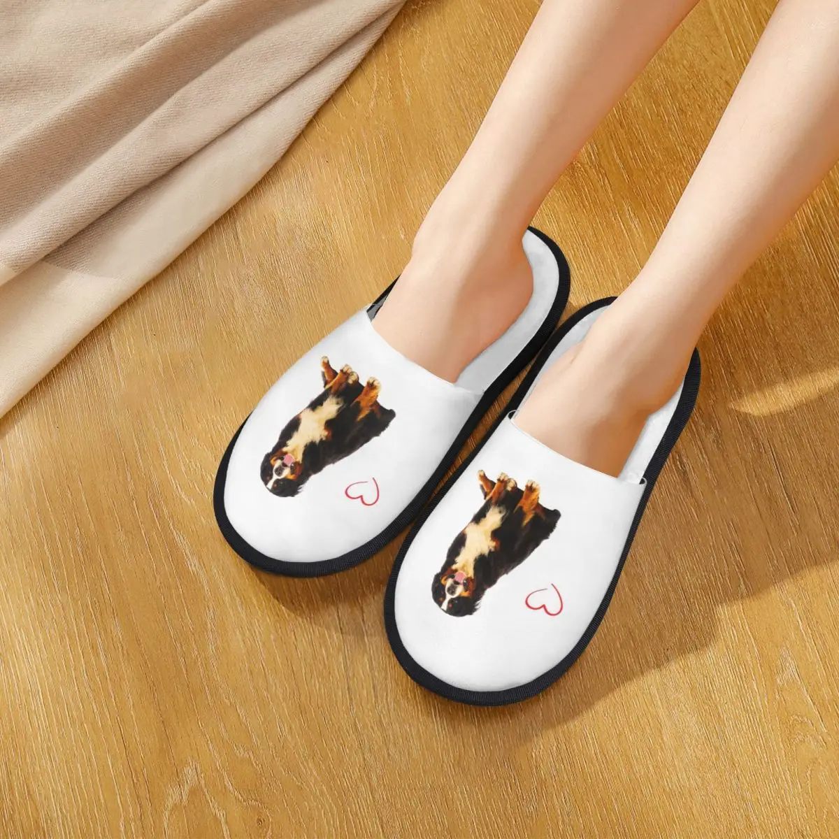 

Custom Bernese Mountain Dog Lover Slippers Memory Foam Warm Soft Women House Slipper Indoor Comfy Shoes