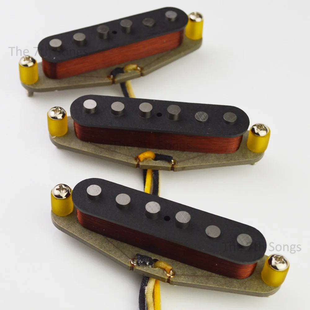 Vintage CS 1969 Handmade Alnico5 Electric Guitar ST Single Coil Plain Enamel Unbevelled Magnet 69 Pickup Fibre Grey Base Hendrix