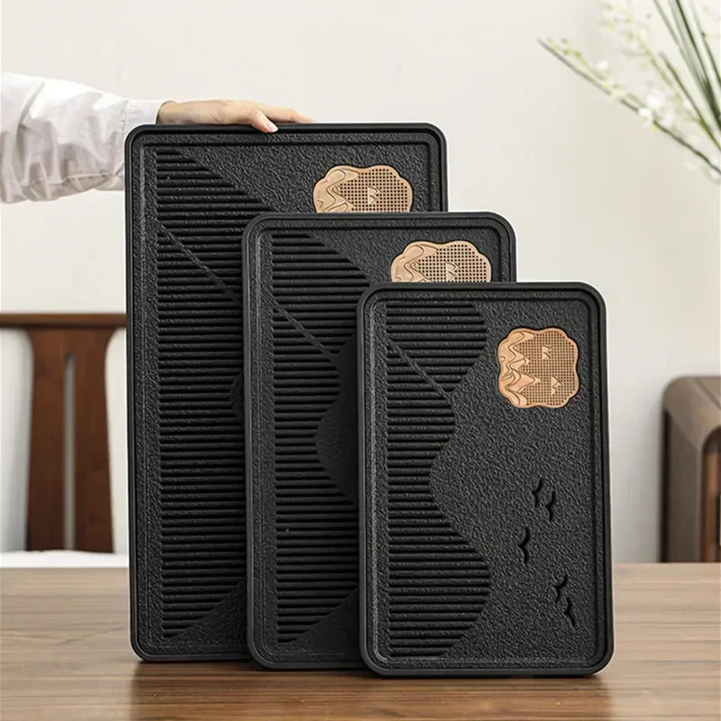 Chinese Brewing Tea Tray Home Office Tea Accessories Teaware Supplies Luxury Stone Water Storage Tea Tray Water Storage Drainage