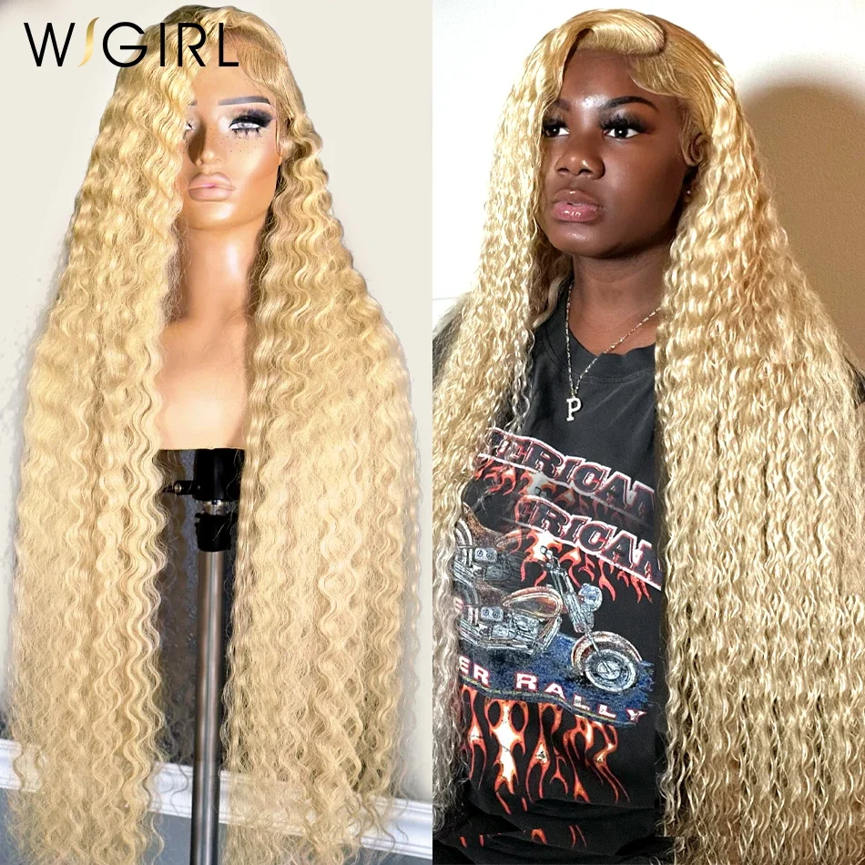 613 Honey Blonde Water Curly HD Transparent Lace Frontal Wig Brazilian Remy Color 13x4 13x6 Loose Deep Wave Front Human Hair Wig