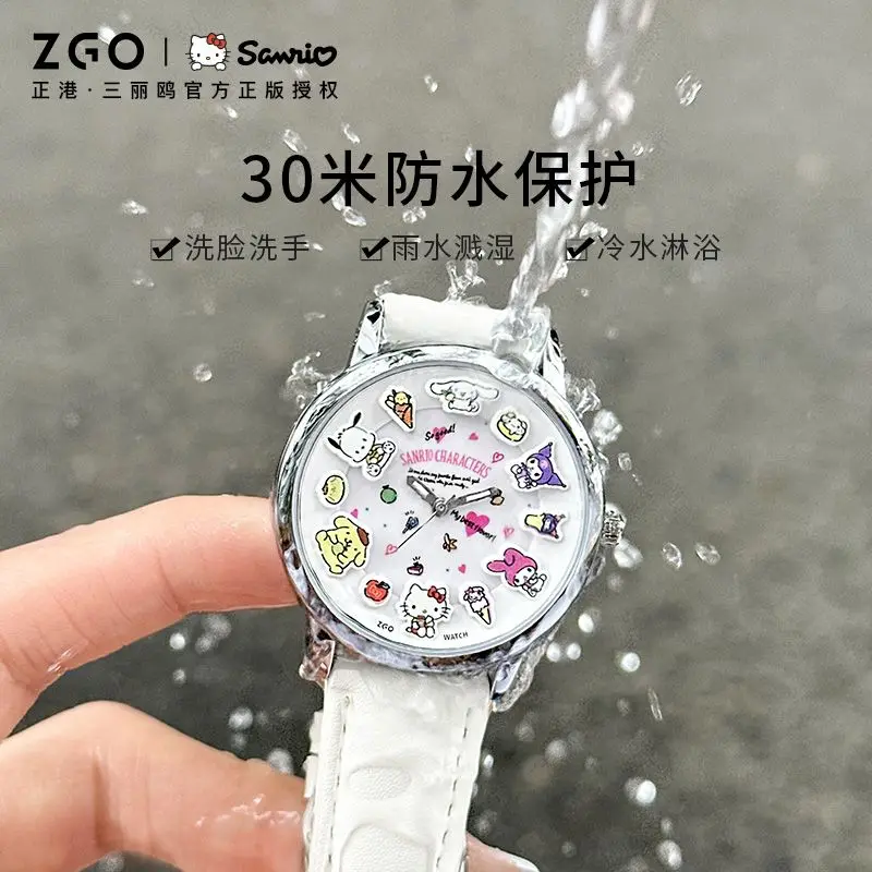 ZGO Sanrio Family Cinnamoroll Kitty Quartz Watch Girls Waterproof Luminous Children's Watches