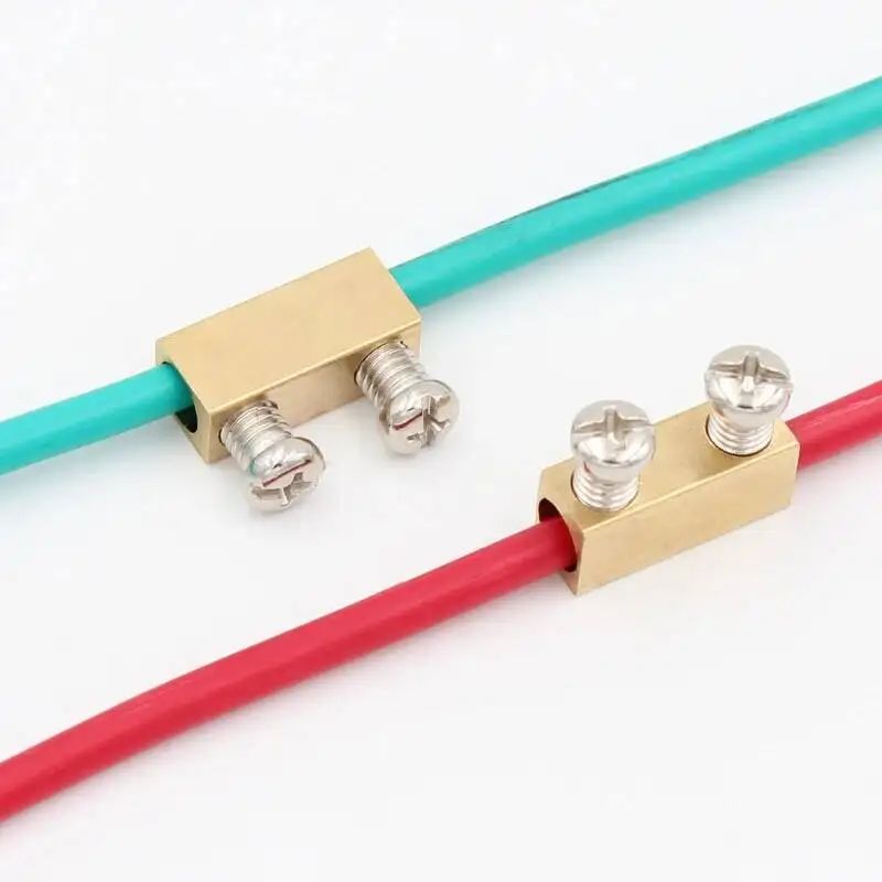 6pcs/lot High-power 1000V 60A Copper Terminal Connector Wite Two Scres Fixed Type 2.5-16mm Square Wire Wiring