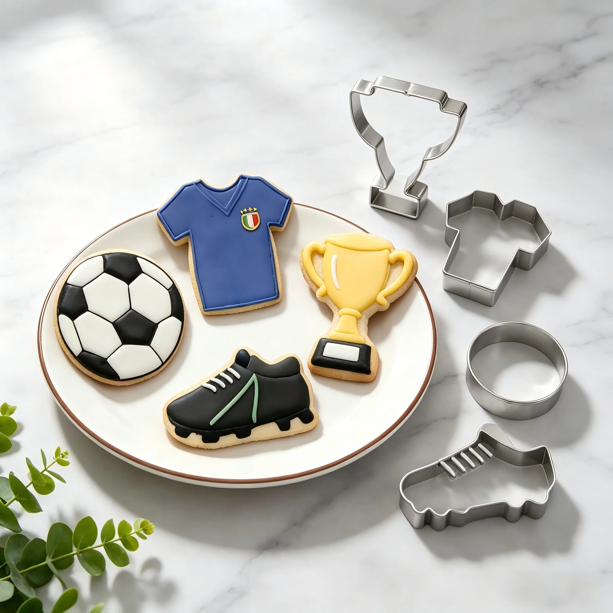 4PCS Cookie Cutter Set, Stainless Steel Food Grade, Smooth Reusable Easy Clean, Baking Molds Cutters, Football Themed Party Home