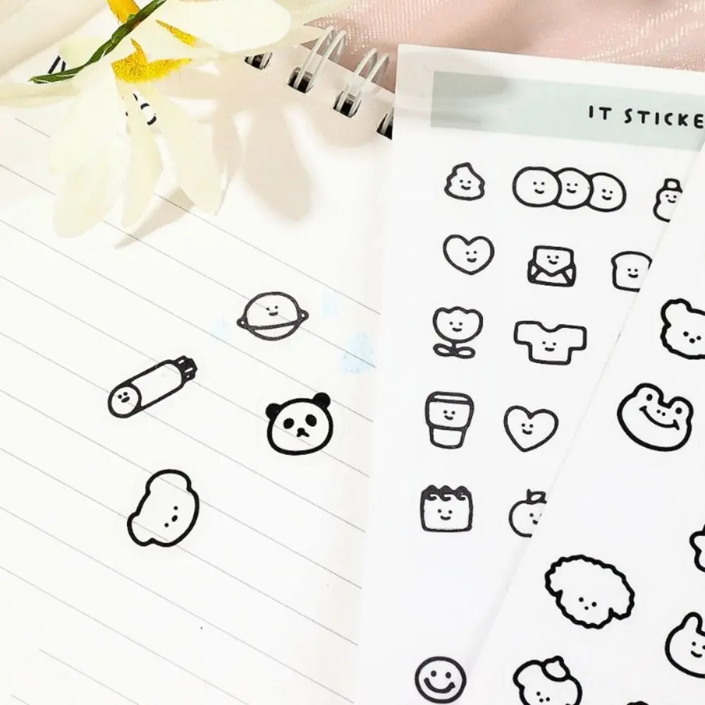 2PCS INS Cartoon Stickers PET Manzoo Pancy Notebook Decoration Sticker DIY Scrapbook Decor Phone Water Bottle Decor Sticker