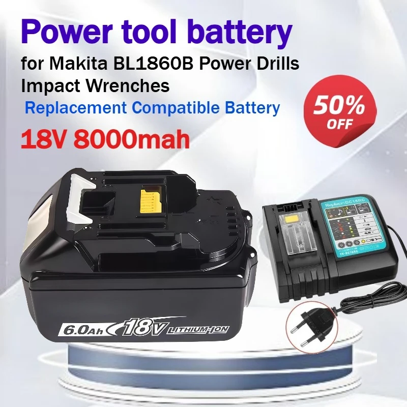 18V 8000mah Power tool battery Replacement Compatible Lithium Battery for Makita BL1860B Power Drills Impact Wrenches