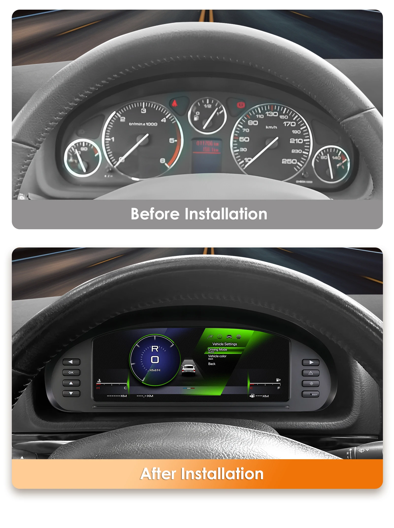 Hizpo Digitales Instrumentencluster für Peugeot 407 407SW 2004-2010 Auto LCD-Armaturenbrett Tachometer Virtuelles Cockpit – Detail 4