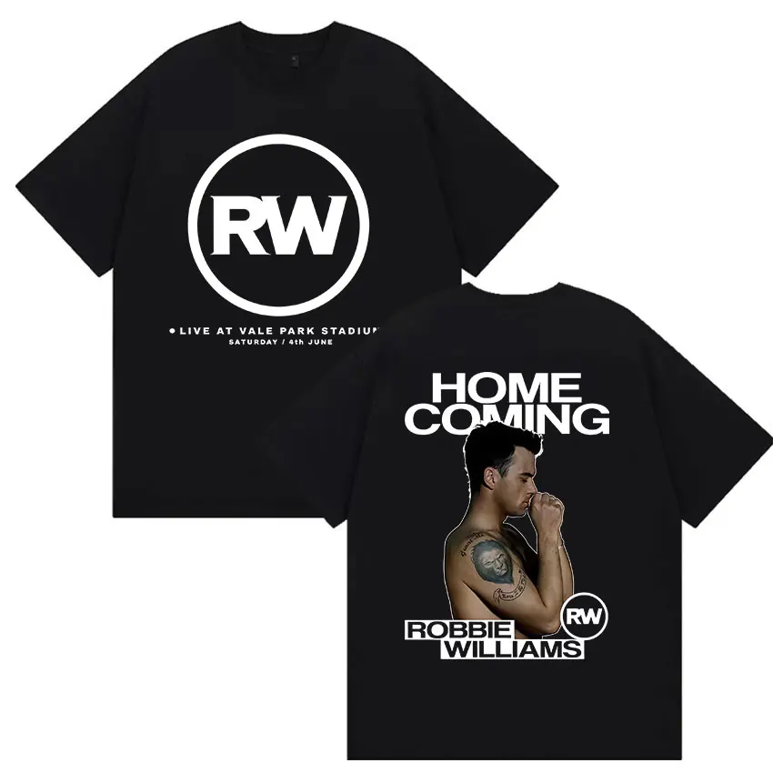 Robbie Williams RW 2025 Tour Grafik-T-Shirts Herren Hip-Hop Rap Gothic Mode T-Shirt Vintage Oversized Baumwoll-Tees Streetwear