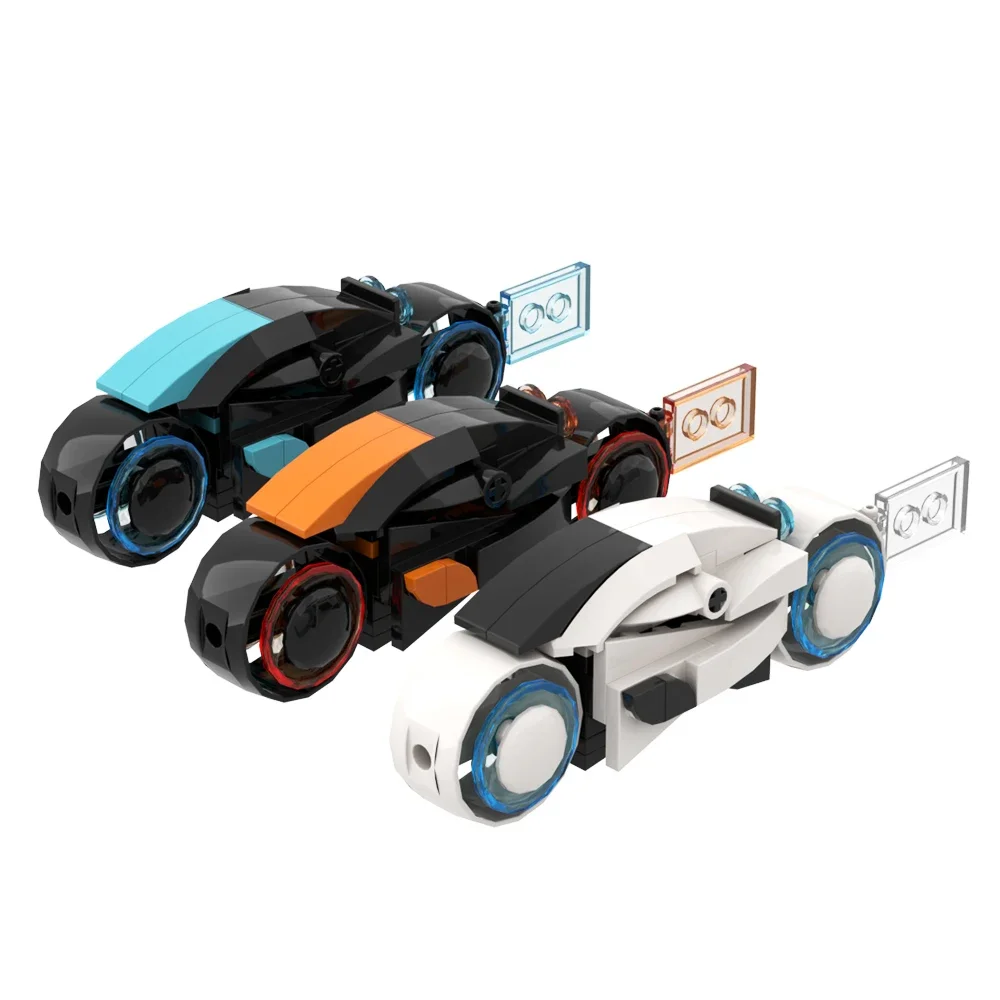 MOC-bloques de construcción de motocicleta para niños, accesorios de películas de ciencia ficción, Tron Moto, modelo de ensamblaje de partículas pequeñas, juguete para niños (201 piezas)